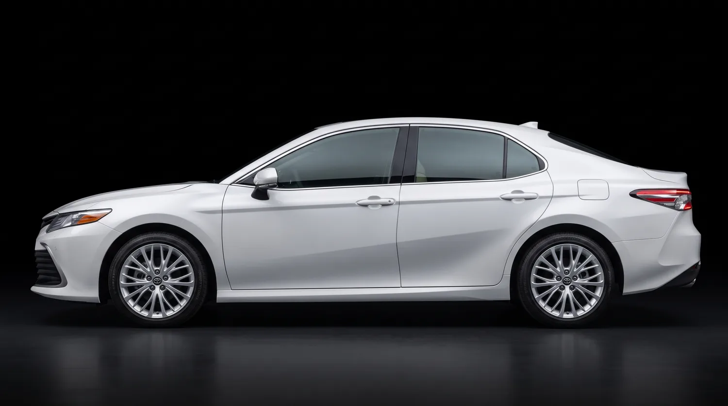 Toyota Camry side profile, the painted finish you see before paintless dent repair